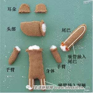 巧用旧手套制作花栗鼠